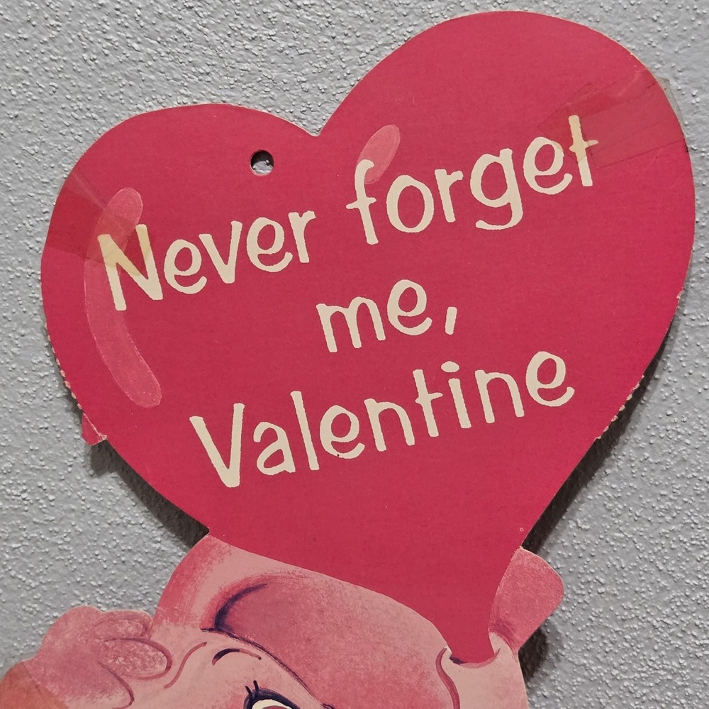 Vintage Pink Elephant Cardboard Die Cut‎ Valentine Decor Pink Elephant Heart - Picture 3 of 4